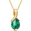 MIORE-Collana Donna con Ovale di Smeraldo. Ciondolo Oro Giallo 14KT 585-Catena in Argento 925 Placcata Oro 18KT Cm. 45 - Gioiello Anallergico