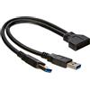 DeLOCK 0.25m USB3.0/2xUSB3.0 cavo USB 0,25 m 2 x USB A Nero