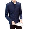 Pearl's Abito da Uomo Tunica Cinese con Colletto alla Coreana Giacca Formale Slim Fit Pulsante Frontale Blazer Tradizionale Uniforme Abito Sposo - Blu - M