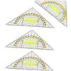 WLVinson 4 Pezzi Squadra Geometrica in Plastica,Squadrette nautiche,Squadrette da Disegno 60,Righelli Triangolari Multifunzionali,Set Quadrato Triangolo Goniometro Rimovibile per Progettisti,Scuola e Ufficio