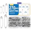Caianwin Spille Da Balia, Spille per Vestiti - Spille di Sicurezza Piccole per Arti Mestieri, Cucito(Argento) (270, 5 Sizes(19mm/28mm/32mm/45mm/55mm))
