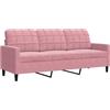 vidaXL Divano a 3 Posti Rosa 210 cm in Velluto, Divano, Divano da Salotto, Divano in Velluto, Divano Imbottito, Divano a Tre posti, divanetto