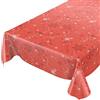 ANRO - tovaglia Cerata Natalizia con Bordi vivi Colore Rosso con Fiocchi di Neve, 140 x 140 cm