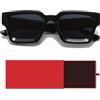 SHEEN KELLY (Scatola regalo) Retro spessa rettangolo Chunky occhiali da sole donne uomini trendy stretto quadrato nero Tortie telaio moda 90s Y2K occhiali