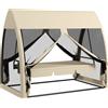 Outsunny Dondolo da Giardino 2 in 1 Convertibile in Letto con Cuscini e Zanzariera, 240x140x197 cm, Caffè