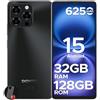 DOOGEE Note 58 Smartphone Android 15, 6250mAh 32GB+128GB/2TB TF Cellulari, 6.75" HD+ 90Hz Telefoni Cellulari, 16MP 4G Dual SIM Telefono Cellulare, Octa Core Widevine L1/ NFC/OTG/Face ID/GPS, Nero