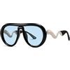 SHEEN KELLY Occhiali da sole polarizzati di tendenza oversize per donne e uomini Occhiali da vista retrò ovali con montatura superiore piatta in metallo curvato