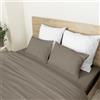Ruggeri Set Lenzuola Completo Letto Matrimoniale in Raso, Righe Tortora
