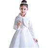 Ommda Pelliccia Ecologica Giacche Cardigan Bambine Ragazze di Fiore Principesse Bolero Pelliccia Finta Mantella con Manica Lunga,bianca,M (6-8anni)