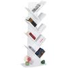 Relaxdays Scaffale Libreria, Mobile Stretto da Terra con 9 Ripiani ad Albero per Libri, CD, HLP: 146x38x22 cm, Bianco, Fibra di Legno