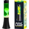 I-TOTAL® Lampada Lava Flared Colorata - Effetto Bolle Ipnotico, Design Retrò, Cera Fluida, Luce Rilassante, Lampada Decorativa per Casa e Ufficio (Base Nera Liquido Verde Cera Gialla)