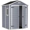 Keter Casetta da giardino keter manor 6x5 in resina colore grigio con porta battente doppia 185x152x226 cm