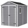 Keter Casetta da giardino keter manor 6x8 in resina colore grigio con porta battente doppia 185,8x236,8x227 cm