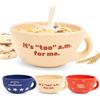 Fisura - Ciotola colazione originale It's Too A.M.. Tazza colazione beige 490 ml. Grande tazza in ceramica per caffè, muesli o cappuccino. 16,5 cm x 7,5 cm