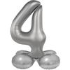 Folat 10534 Palloncini in alluminio Argento in piedi Numero 4 - Moonlight Silver - Satin Gloss - 72 cmper Feste di Compleanno Anniversario - Non è richiesto l'elio