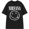 Nirvana Maglietta da Uomo | T-Shirt Grafica a Maniche Corte per Adulti in Nero | Top per Abbigliamento con Stampa Logo Classico Grunge Invecchiato | Regalo di Merchandising Vintage di Rock Band