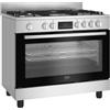 Beko Cucina a Gas 5 Fuochi Forno Elettrico con Grill 90x60 cm Classe A+ con Coperchio colore Argento - BGM11226EX