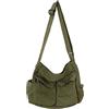 WBTY Borsa a Tracolla in Tela Borsa a Tracolla Hobo di Grande capacità con Tasche Multiple Borsa a Tracolla in Tela per Donna Uomo(Verde)