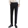 HEIBTENY Pantaloni eleganti da uomo, vestibilità aderente, tinta unita, per ufficio e matrimoni (M, nero)