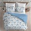 Riad Arredo Set Copripiumino Morbido 100% Puro Cotone Percalle Double Face - Parure Sacco Piumino con Federe Made in Italy (Fiori Azzurro, Matrimoniale 250x240 + 2 federe 52x82)