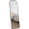 HOMCOM Specchio da Terra e Parete Moderno in Lega di Alluminio con Supporto Pieghevole, 50x161.5cm, Nero|Aosom