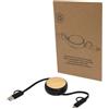 Cavo USB tipo C retrattile 5 in 1 in plastica riciclata con dettagli in bambù Chechia personalizzate o neutre