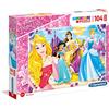 Clementoni-Le Principesse Disney & Sofia Princess Supercolor Puzzle, No Color, 104 Pezzi, 23714