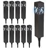 Relaxdays Lampade Solari da Giardino, Set 10, LED Luce Fredda Bianca Impermeabile Sensore di Luminosità, 41x6x6 cm, Nero