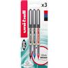 Uni-Ball UB-150-10 Eye Broad Rollerball 3pc Blister Nero/Blu/Rosso Plastica Senza Imballaggio