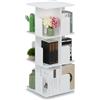 Relaxdays Libreria Girevole, 3 Ripiani, Scaffale Porta Libri, CD e Dvd, Torre Colonna Rotante, HLP: 95x39x39 cm, Bianco, Acciaio, Fibra di Legno