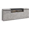 Skraut Home | Credenza, Mobile, Cucina | Madia, mobile ingresso | 200x75x35cm | 4 Porte | Camino elettrico | Stile moderno | Cemento