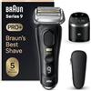 Braun Series 9 PRO +, Rasoio Elettrico Barba, Regolabarba Uomo, Rifinitore di precisione, Custodia Viaggio, Lame Flessibili, SmartCare, Impermeabile, Batteria Litio Ion, Idea Regalo, 9560cc Nero