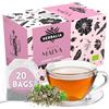HERBALIA - Tisana Malva Bustine, Confezione di Infuso alla Malva da 20 Bustine Senza Punti Metallici, 20 gr. di Malva per Infusi e Tisane