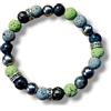 Lunix Bracciale In Pietre Pietra Lavica Colorata e Labradorite Elastico Con Distanziali In Stile Tibetano, Artigianale Idea Originale per Regalo Natale Ohm, Fatto a Mano, Gioielli Uomo (Verde)