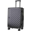 JLY Valigia Rigida 100% Policarbonato Senza Cerniera, Trolley da Viaggio con Doppio Lucchetto TSA, 4 Ruote Girevoli e Manico in Lega di Alluminio, Bagaglio da Stiva (Nero Acciaio, M (67cm 66L))