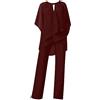 Generico Tuta Donna Elegante Estivo 2 Pezzi Completi di Pantaloni a Gamba Larga e Lavoro Tailleur Tinta Unita Set Completo Scollo a V Taglie Forti Completi Casual Sexy Playsuit Curvy Matrimonio