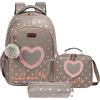 Egchescebo Zaino Scuola Media Elementare Bambina Amore Stitch Zainetto Asilo Ragazza Bambino Borsa Superiore Zaini per Bambini Bimba Borsetta Valigia Regalo 17 3Pcs Astuccio Caffè