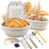 Sopito Cestino Lievitazione Pane, Sopito Cestino Pane (23cm Rotondo e 24,5cm Ovale), con Raschietto per Pasta, Frusta per Impasto, Ideale Set di Cestini Lievitazione Pane per Pane e Pasta Madre