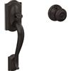 Schlage FE285 CAM 716 GEO Camelot Maniglia Anteriore con Manopola Georgiana, Mezza Impugnatura Inferiore, Bronzo Antico