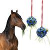 Tirifer 2 palline per cavalli, mangiatoia per fieno, giocattolo da appendere, per cavallo, capra, pecore, alleviare lo stress, stalla per cavalli, paddock (blu)