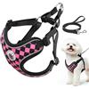 Cawjug Pettorina Cane Taglia Piccola, Step-in Pettorina Anti-tiro per Cuccioli Gatti con Guinzaglio, Regolabile Riflettente Traspirante Imbracatura Cane Morbida per Passeggiate Corsa (Rosa S)