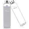 Ryaco Bottiglia d'Acqua, 750ml Bottiglia Vetro Trasparente Portatile con Guaina Protettiva in Neoprene per Il Campeggio Viaggi tè Ufficio