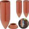 Relaxdays Coni da Irrigazione a Goccia, Set 3 Irrigatori per Bottiglie da 330 ml, Annaffiare Piante e Fiori, Terracotta
