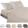 ECOMMERC3 | Set di lenzuola da 4 pezzi, per letto da 200, 100% Made in Spain, set di lenzuola con lenzuolo con angoli, piano di lavoro e 2 federe da 45 x 110 colore beige