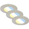 BRILONER - Set di 3 faretti da incasso a LED 230V, faretti da bagno a LED IP44, faretti da soffitto, faretti da soffitto, colore della luce regolabile, nichel opaco