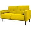 GARDENIA Divano fisso 2 posti Joy in velluto a coste - Struttura in legno, gambe in rubberwood, cuscini sfoderabili + 2 extra cuscini - Tessuto vellutino in poliestere - Colore Giallo Senape