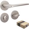 APECS Maniglie per porte interne moderne, maniglia per porta d'ingresso e porta interna con rosette quadrate, maniglia nichel opaco, set di maniglie con materiale di fissaggio, ferramenta per porte