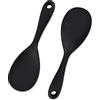 MARUKO Cucchiaio di Riso in Silicone Acciaio Inossidabile Cucchiaio da Servizio in Padella Antiaderente Utensile da Cucina con Foro per Appendere(Nero)
