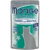 Generico Monge Natural Bustine gatto, alimento completo per gatti, monge umido gatto gusto TONNO con ANATRA | 12 bustine da 80 grammi l'una.