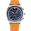 Stührling Stuhrling Original Orologio da uomo con quadrante analogico cronografo con data, contagimetro 24 ore, cinturino in pelle da uomo, collezione Rialto, Blu-tan,